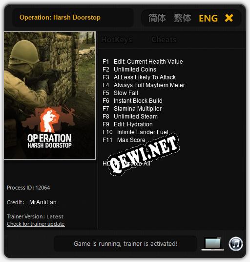 Трейнер для Operation: Harsh Doorstop [v1.0.9]