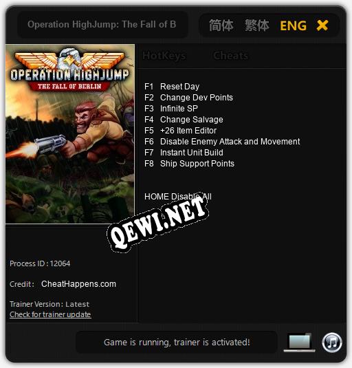 Operation HighJump: The Fall of Berlin: Трейнер +8 [v1.8]