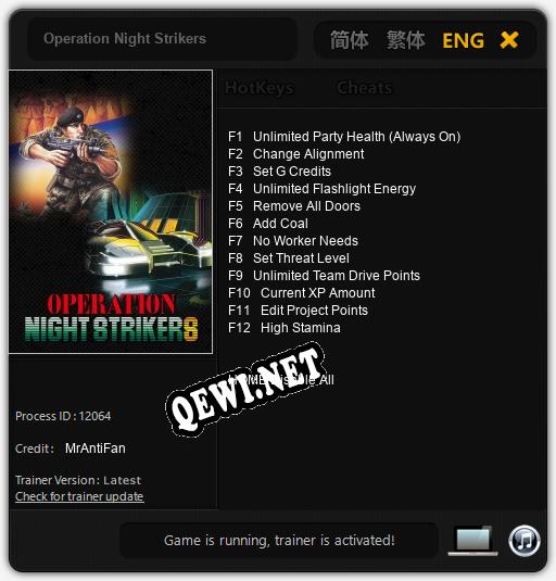 Operation Night Strikers: ТРЕЙНЕР И ЧИТЫ (V1.0.96)