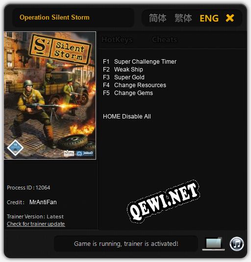 Operation Silent Storm: ТРЕЙНЕР И ЧИТЫ (V1.0.95)