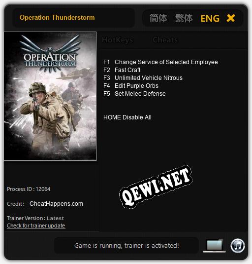 Трейнер для Operation Thunderstorm [v1.0.8]