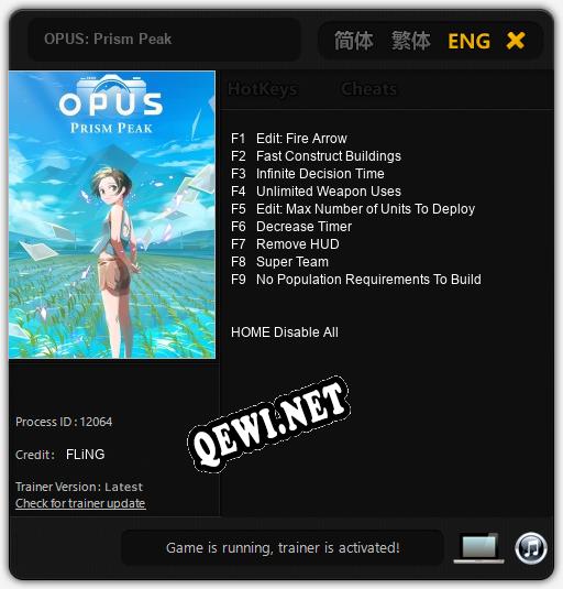OPUS: Prism Peak: Читы, Трейнер +9 [FLiNG]