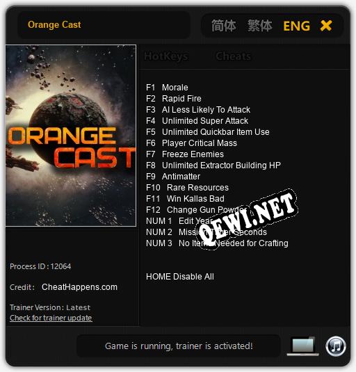 Трейнер для Orange Cast [v1.0.1]
