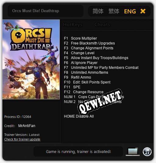 Orcs Must Die! Deathtrap: Читы, Трейнер +14 [MrAntiFan]