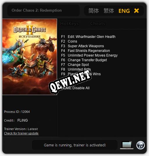 Order Chaos 2: Redemption: ТРЕЙНЕР И ЧИТЫ (V1.0.86)
