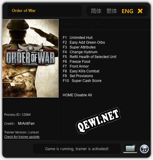 Трейнер для Order of War [v1.0.1]