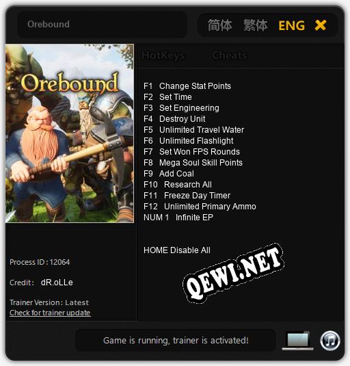 Трейнер для Orebound [v1.0.6]