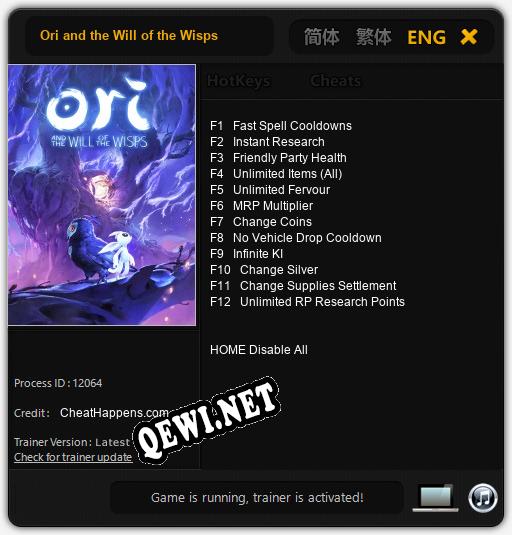 Ori and the Will of the Wisps: ТРЕЙНЕР И ЧИТЫ (V1.0.44)