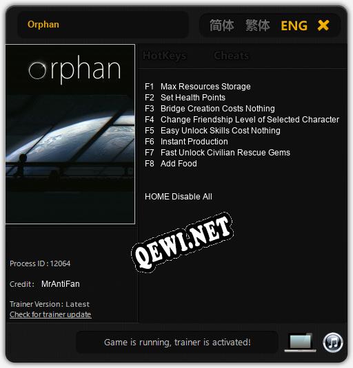 Orphan: Читы, Трейнер +8 [MrAntiFan]