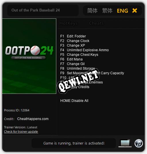 Out of the Park Baseball 24: Читы, Трейнер +12 [CheatHappens.com]