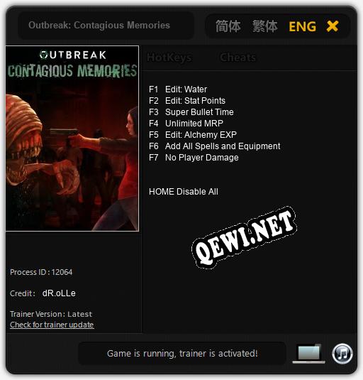Outbreak: Contagious Memories: Читы, Трейнер +7 [dR.oLLe]