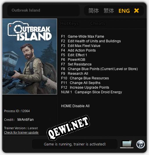Трейнер для Outbreak Island [v1.0.6]