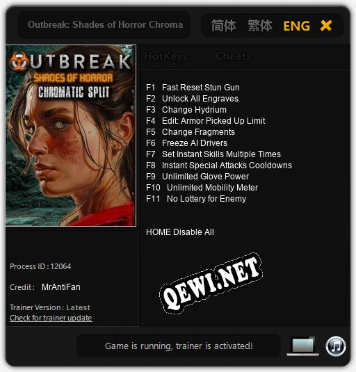 Outbreak: Shades of Horror Chromatic Split: ТРЕЙНЕР И ЧИТЫ (V1.0.24)