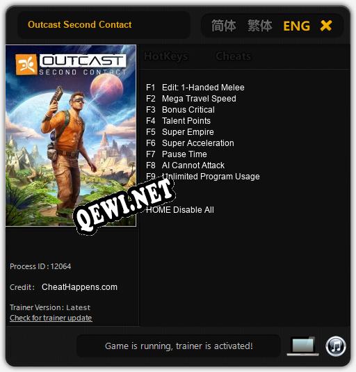 Outcast Second Contact: Трейнер +9 [v1.1]