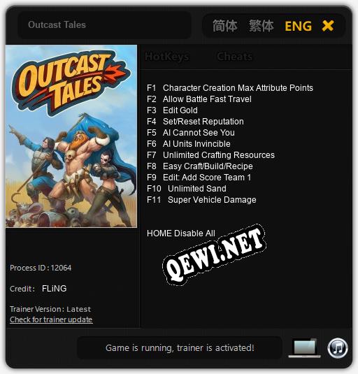 Трейнер для Outcast Tales [v1.0.2]