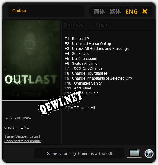 Трейнер для Outlast [v1.0.8]
