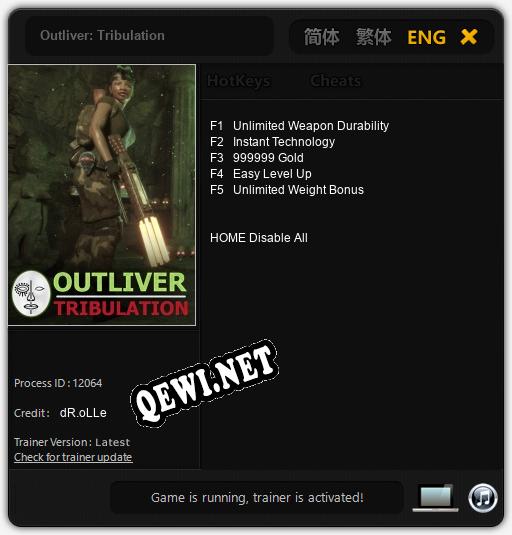 Трейнер для Outliver: Tribulation [v1.0.3]