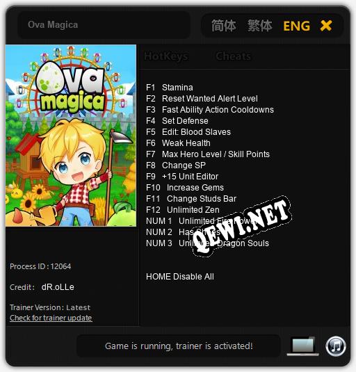 Ova Magica: ТРЕЙНЕР И ЧИТЫ (V1.0.7)