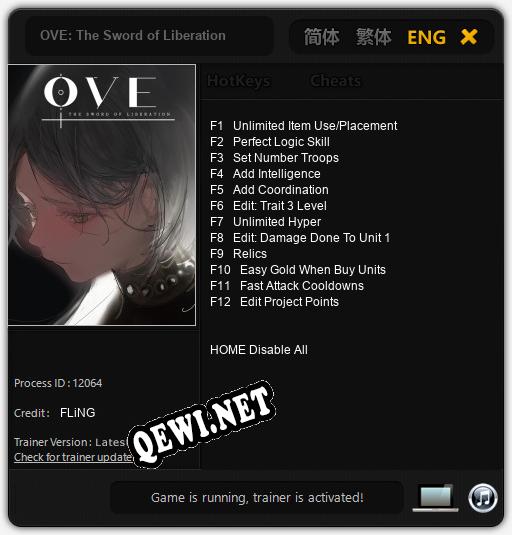 OVE: The Sword of Liberation: Трейнер +12 [v1.8]