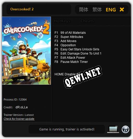 Трейнер для Overcooked! 2 [v1.0.8]