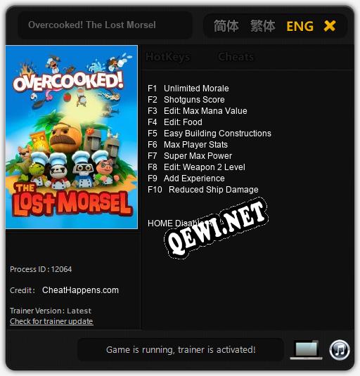 Трейнер для Overcooked! The Lost Morsel [v1.0.5]