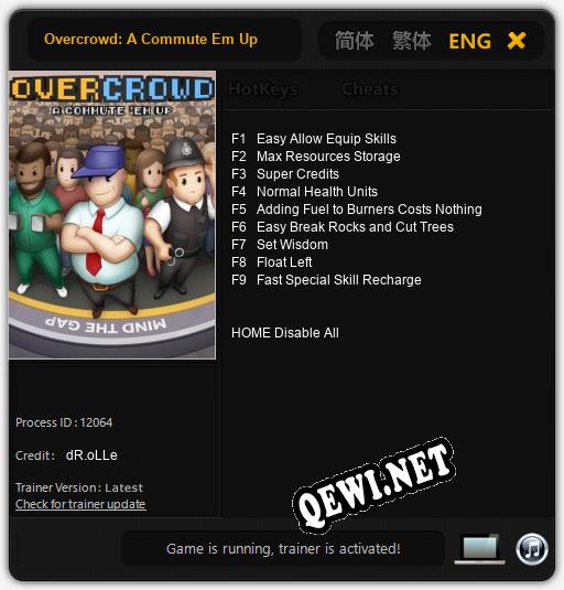 Overcrowd: A Commute Em Up: Трейнер +9 [v1.6]