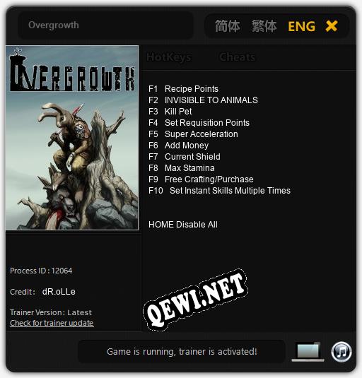 Трейнер для Overgrowth [v1.0.7]