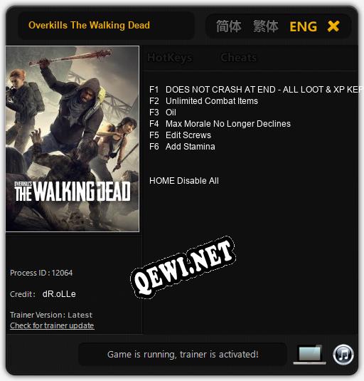 Трейнер для Overkills The Walking Dead [v1.0.2]