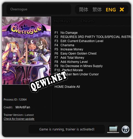 Overrogue: Трейнер +11 [v1.7]