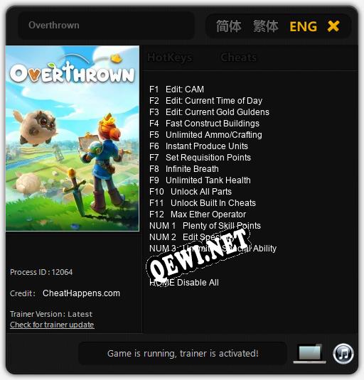 Overthrown: Читы, Трейнер +15 [CheatHappens.com]
