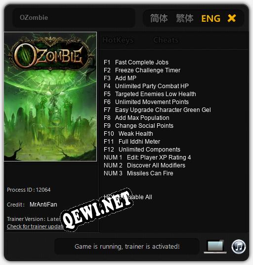 Трейнер для OZombie [v1.0.1]