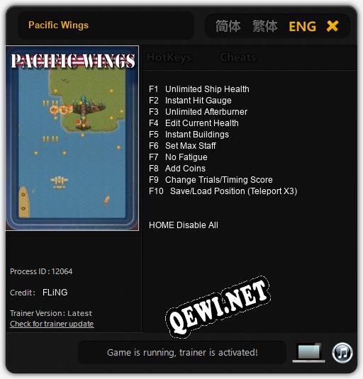Pacific Wings: ТРЕЙНЕР И ЧИТЫ (V1.0.68)