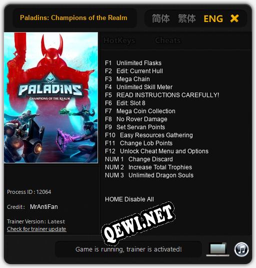 Трейнер для Paladins: Champions of the Realm [v1.0.5]