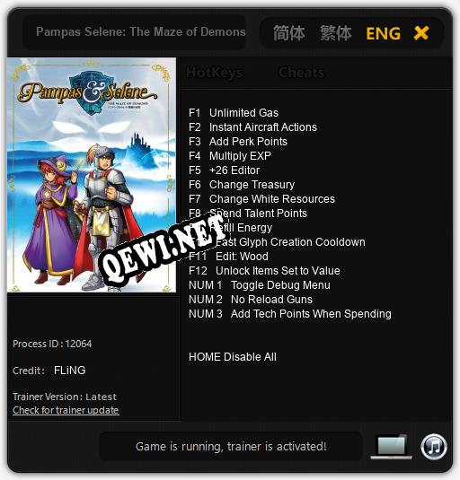 Pampas Selene: The Maze of Demons: ТРЕЙНЕР И ЧИТЫ (V1.0.41)