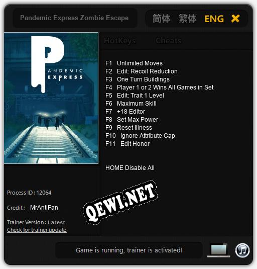 Pandemic Express Zombie Escape: Читы, Трейнер +11 [MrAntiFan]