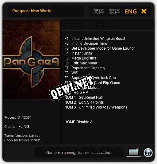 Трейнер для Pangaea: New World [v1.0.2]