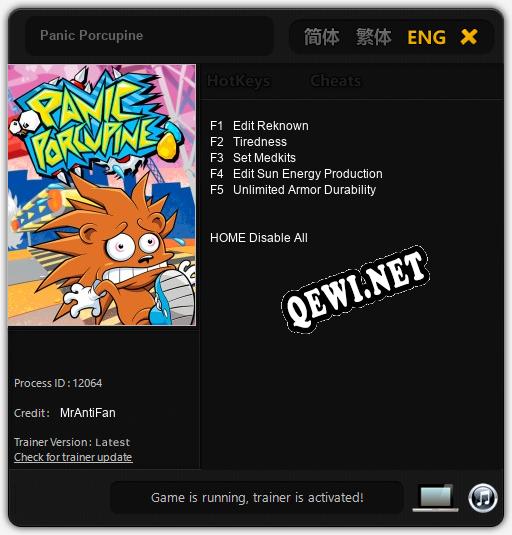 Трейнер для Panic Porcupine [v1.0.9]