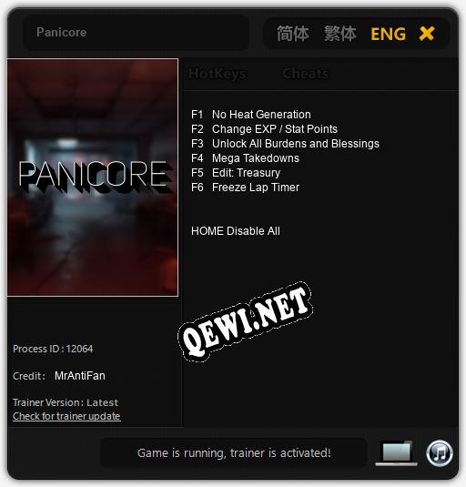 Трейнер для Panicore [v1.0.3]