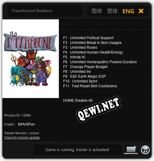 Трейнер для Paperbound Brawlers [v1.0.1]