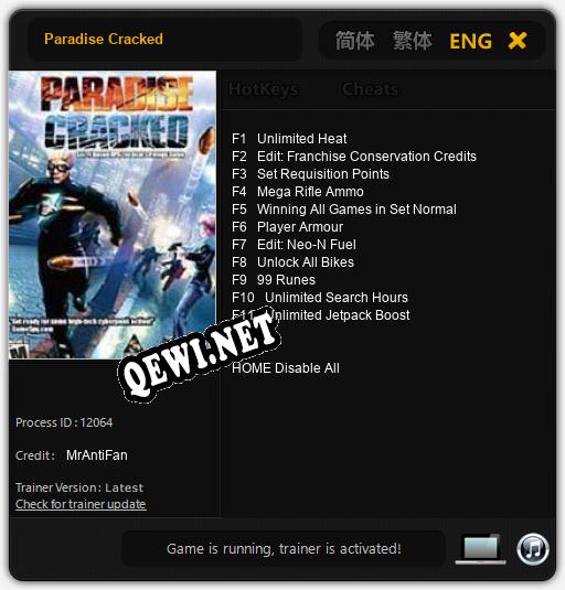 Paradise Cracked: ТРЕЙНЕР И ЧИТЫ (V1.0.59)