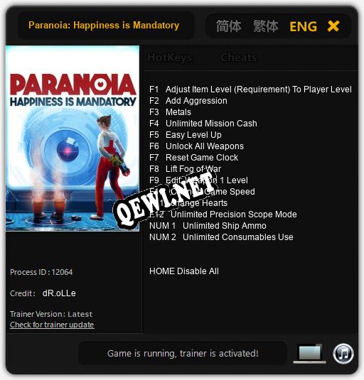 Paranoia: Happiness is Mandatory: Трейнер +14 [v1.9]
