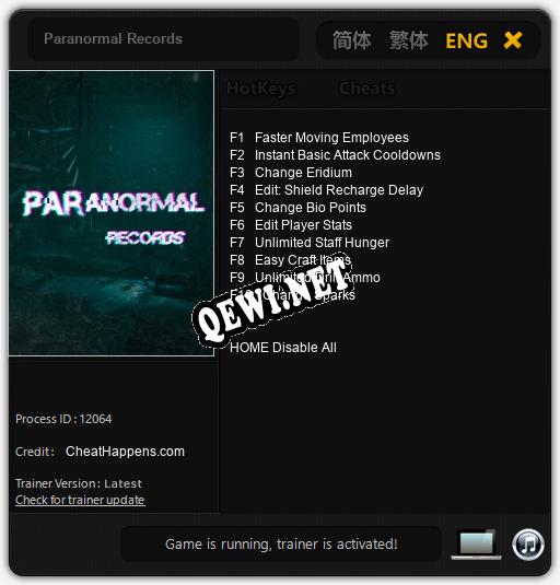 Paranormal Records: Трейнер +10 [v1.6]
