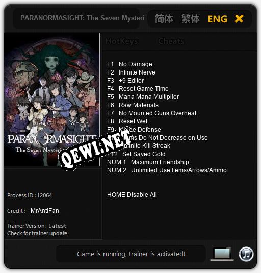 PARANORMASIGHT: The Seven Mysteries of Honjo: ТРЕЙНЕР И ЧИТЫ (V1.0.74)