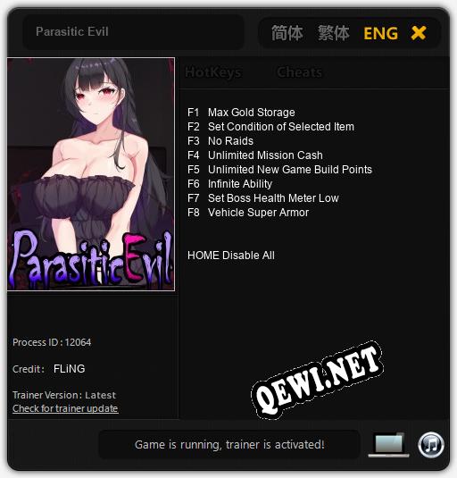 Parasitic Evil: Трейнер +8 [v1.7]