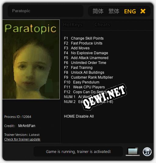 Paratopic: Трейнер +14 [v1.8]