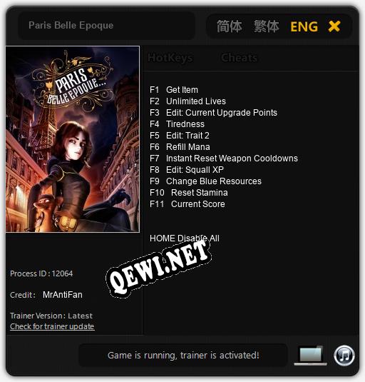 Paris Belle Epoque: ТРЕЙНЕР И ЧИТЫ (V1.0.51)