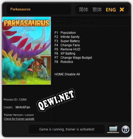 Parkasaurus: Читы, Трейнер +8 [MrAntiFan]