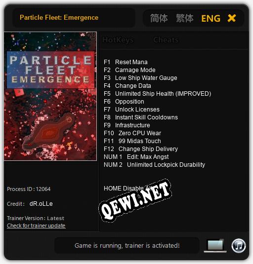 Трейнер для Particle Fleet: Emergence [v1.0.5]