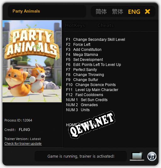 Трейнер для Party Animals [v1.0.5]