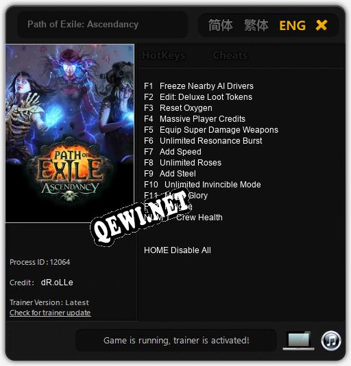 Трейнер для Path of Exile: Ascendancy [v1.0.4]